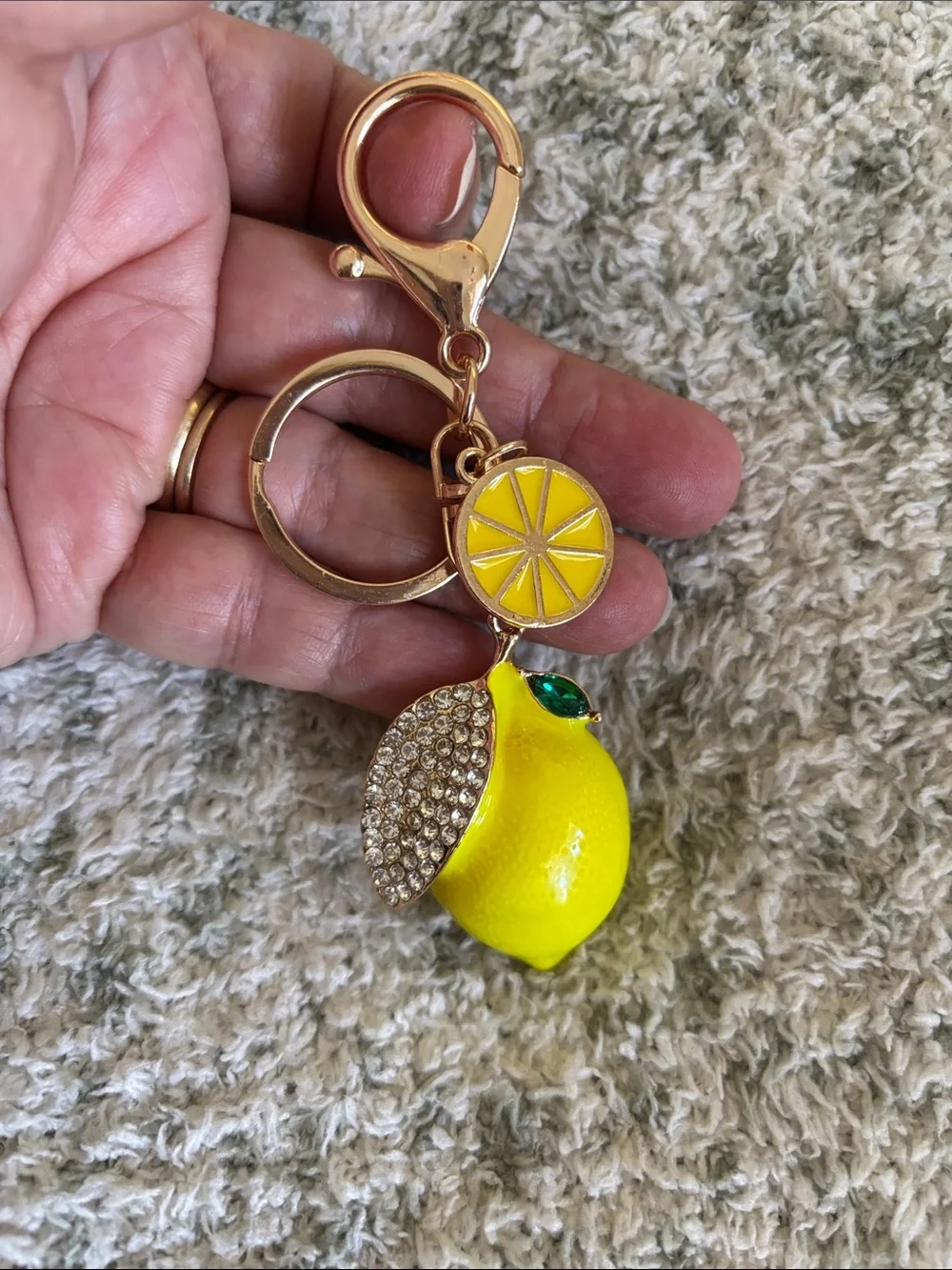 Yellow Lemon Keychain or Bag Charm Pendant NWT 4x1.5”